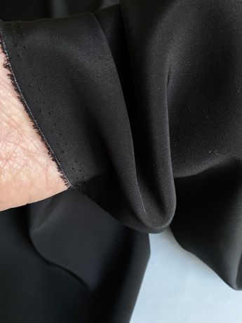 Натуральний шовк крепдешин кадді чорний